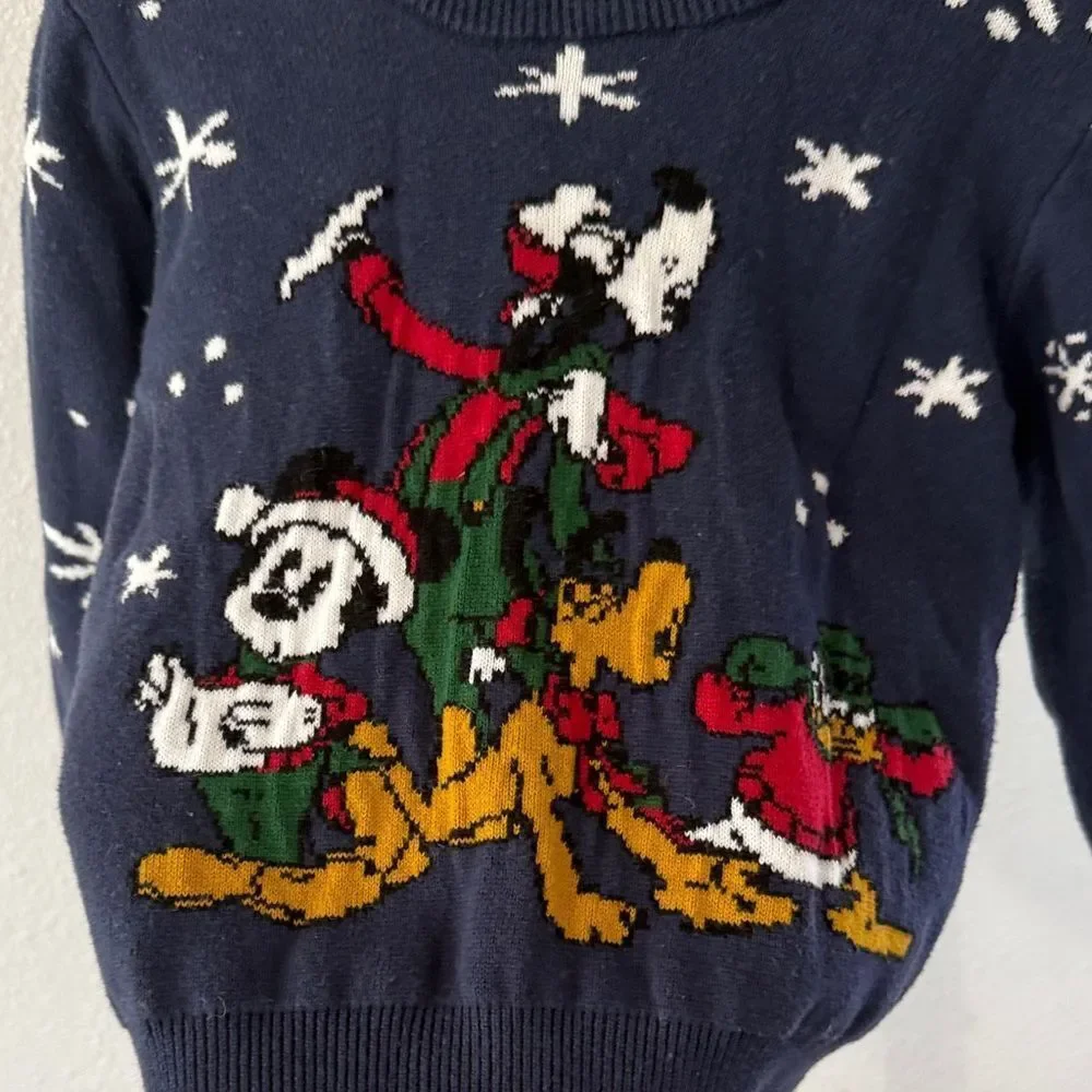 Disney- Mickey and Friends Navy Holiday Sweater - Size 18-24m